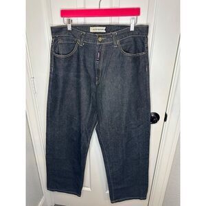 VTG Willie ESCO Duns Dark Wash Embroidered Pocket Barrel Baggy Jeans Sz 36 X 32